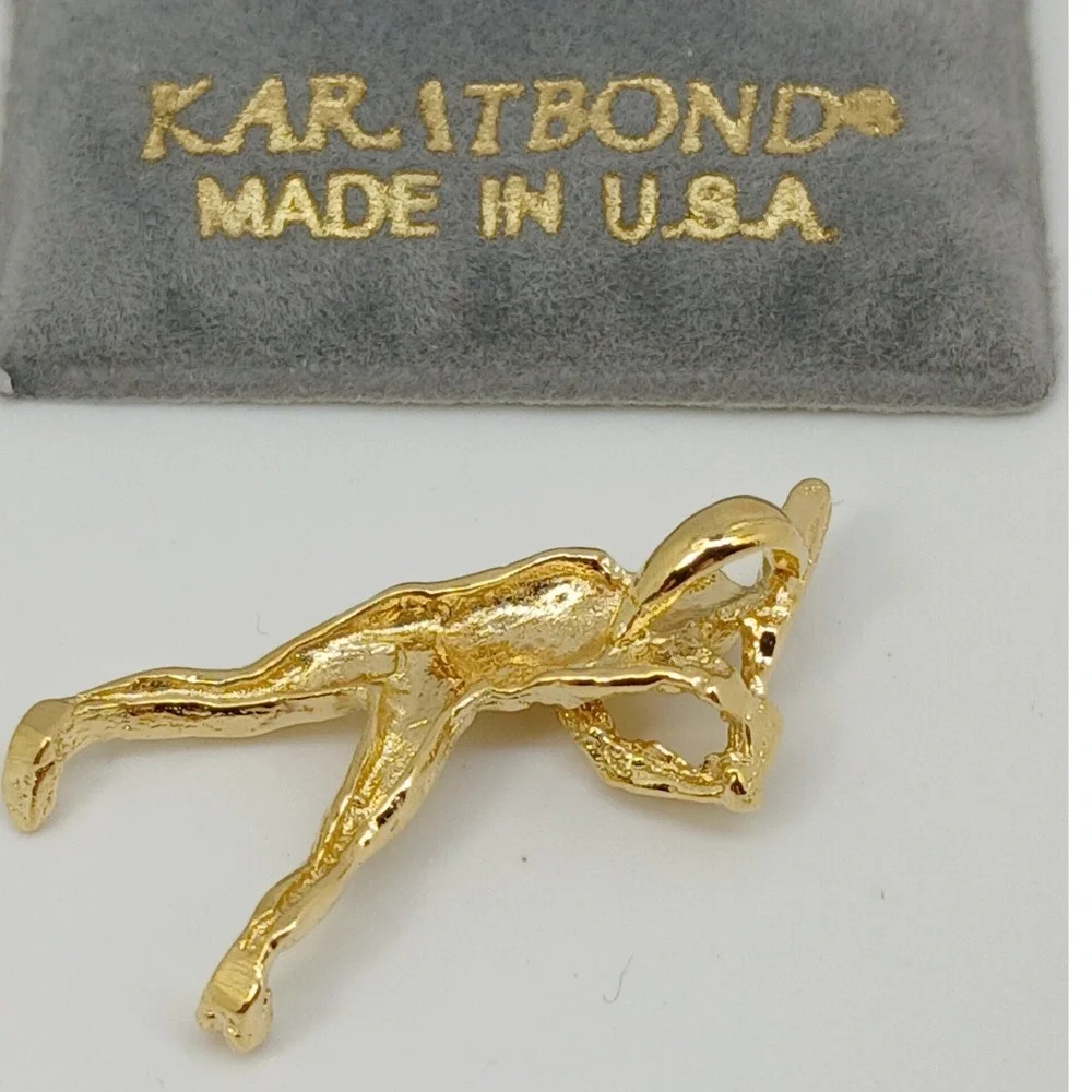 Karatbond Vintage Y2K Baseball Player Batter Charm Gold Made  USA New-Old-Stock